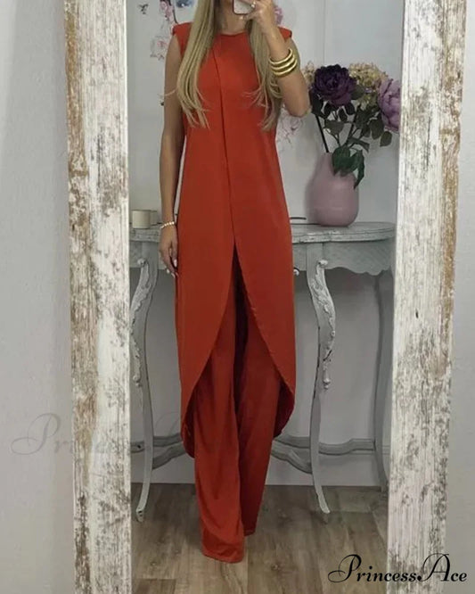 Sleeveless 2-piece outfit Red / S