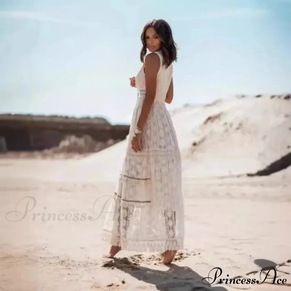 Sleeveless Corded Up Fringe Patchwork Summertime Long Hippie Dress bohodress-250126