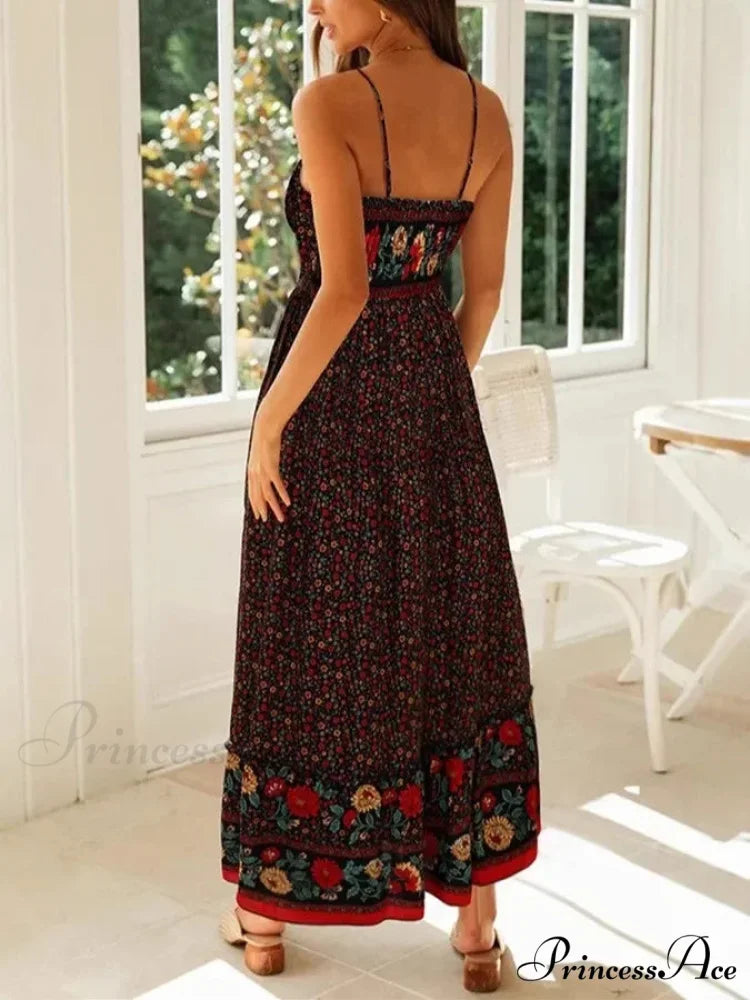 Sleeveless Holiday Summer Long Beach Boho Dress bohodress-250126