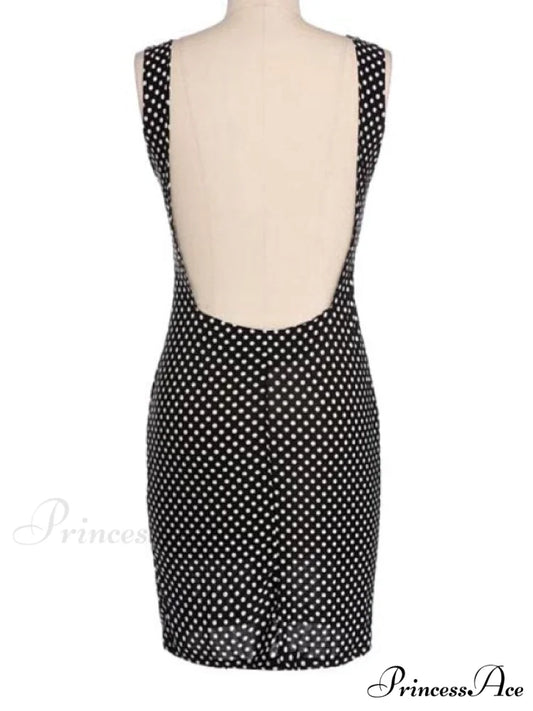 Sleeveless Jewel Dot with Polka Elegant Gown Backless Neck