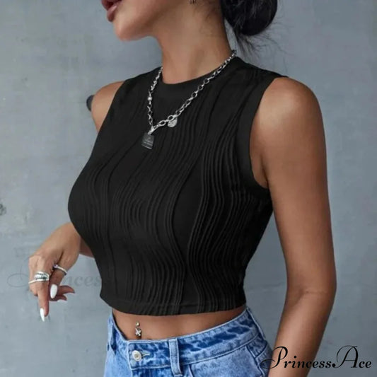 Sleeveless Rib Knit Women Summer Y2K High Street Style Koreanfashion Mock Neck Slim Fit Crop Streetwear 2024 Tank top