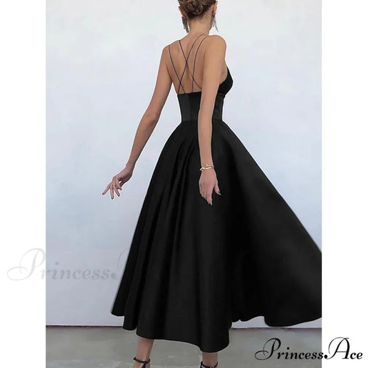 Sleeveless Solid Color Open Back Maxi Dress for Women Black / S