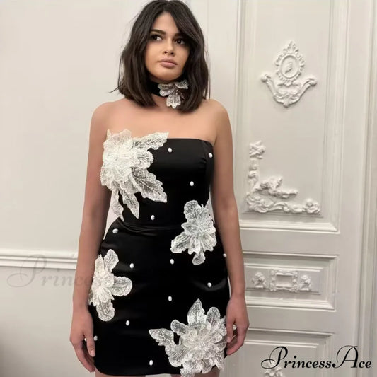 Sleeveless Sparkling Flower Bandage Short Prom Dress promdress-250223