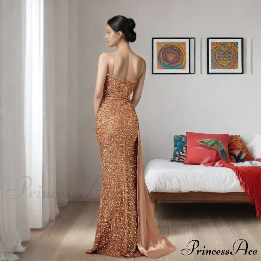 Sleeveless Sparkling Mermaid Prom Gown promdress-250223