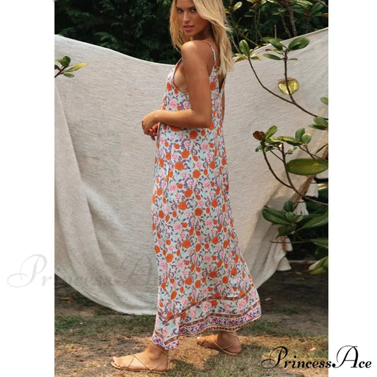 Sleeveless Strap Open Back Low-cut Summer Dress bohodress-250126