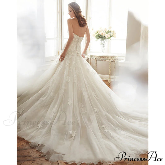 Sleeveless Trumpet Lace Bridal Gown weddingdress-250223