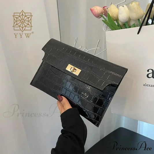 Slim Envelope Alligator Design Wristlet Black wristlet-250126