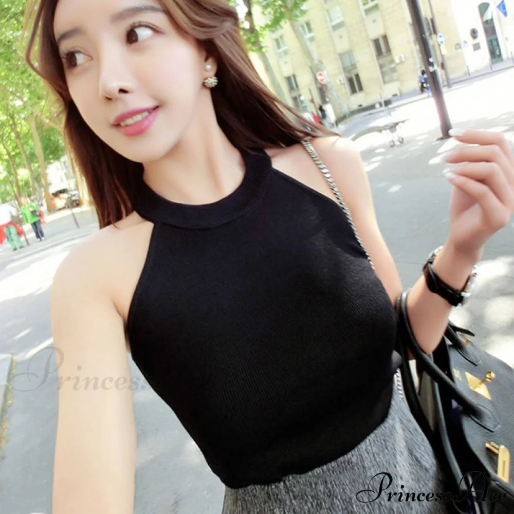 Slim Knitting Halter Camisole Tops