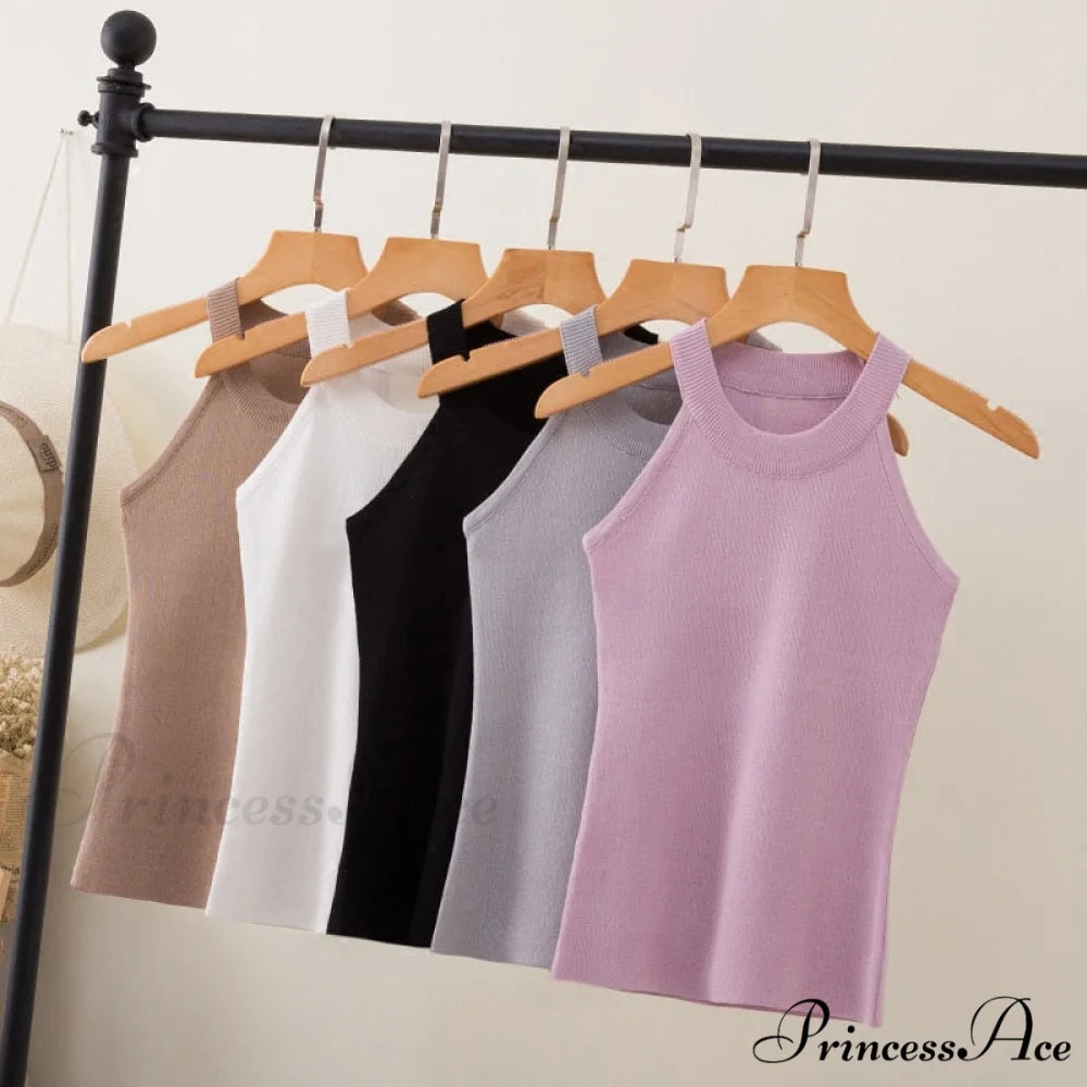 Slim Knitting Halter Camisole Tops