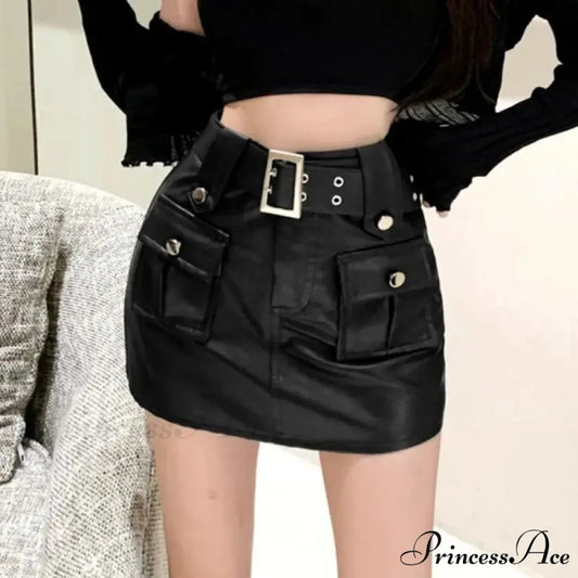 Slim Pocket Encase Faux Leather Skirt Black / S skirts-250223