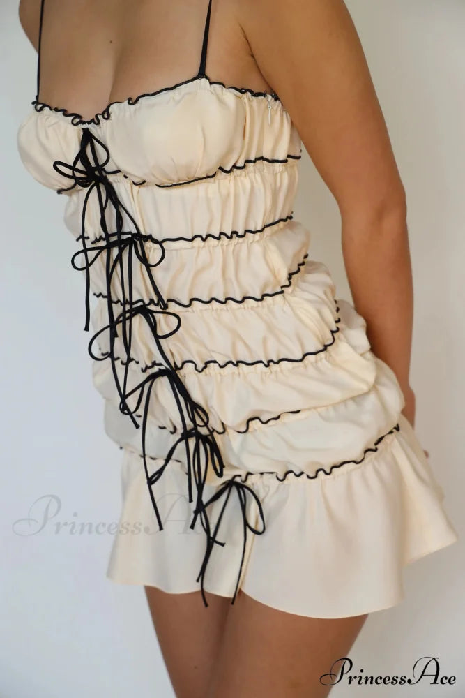 Sling Folded Sheer Mini Dress minidress-250223
