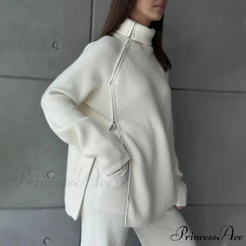 Slow Collar Zip Sweater swraters-241228