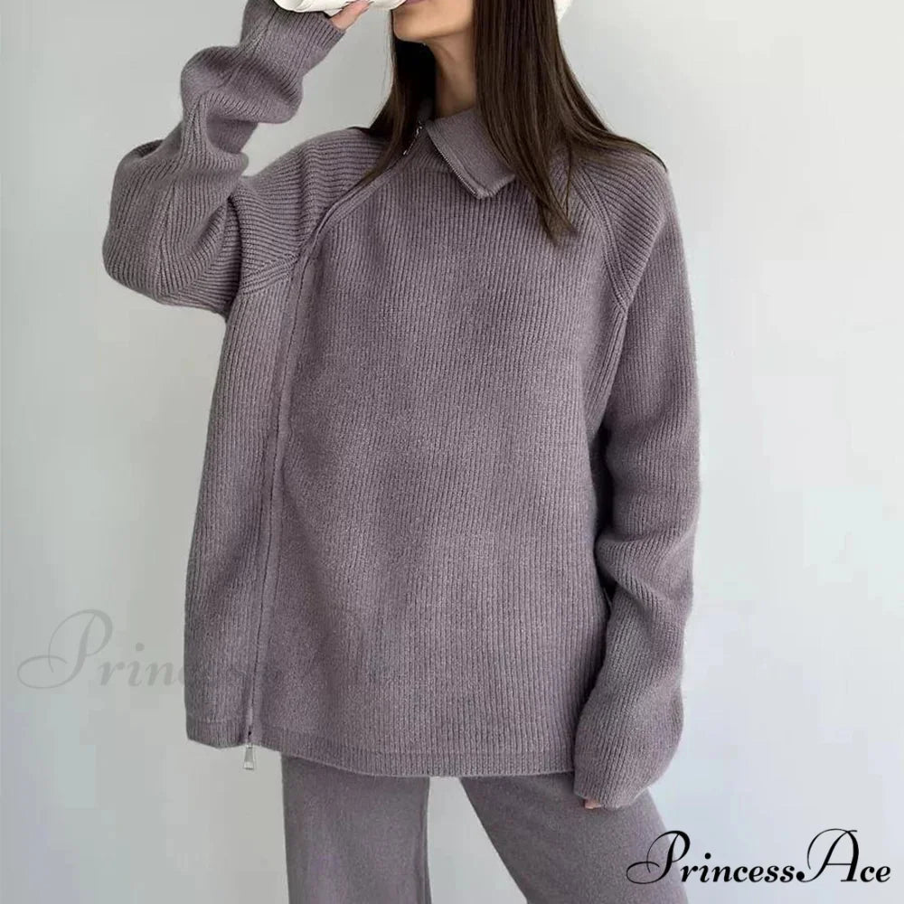 Slow Collar Zip Sweater swraters-241228