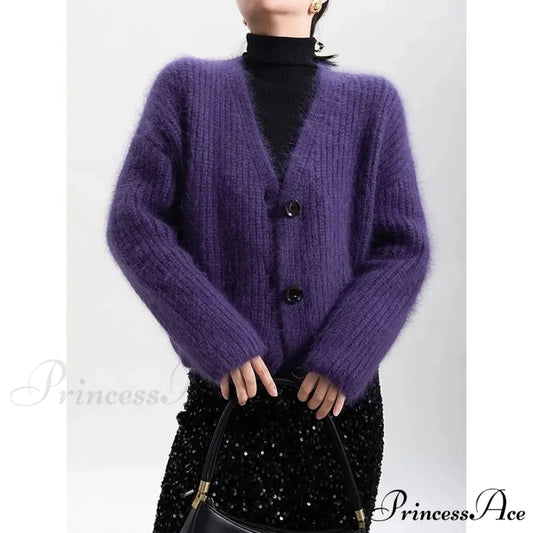 Sluggish Broad Extended Sleeve Feminine Cardigan Purple / S cardigans-241228