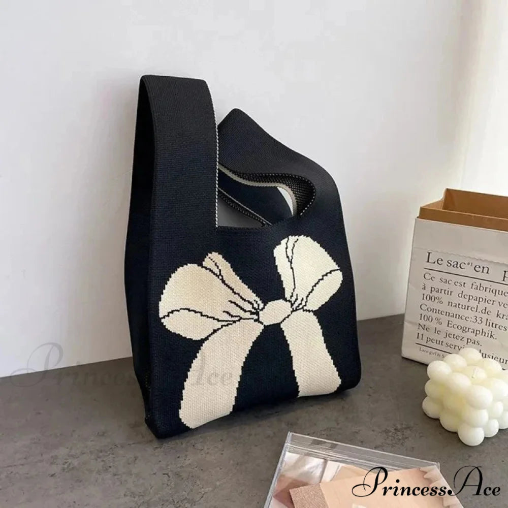 Small Knot Handcrafted Knit Bucket Purse handbag-250126