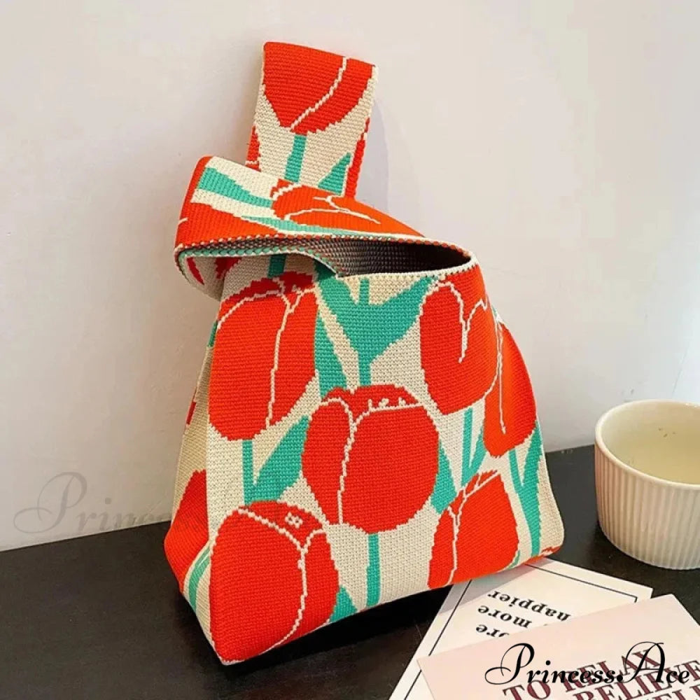 Small Knot Handcrafted Knit Bucket Purse handbag-250126