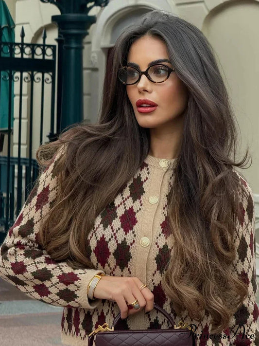 Small Printed Round-neck Short Cardigan cardigans-241228