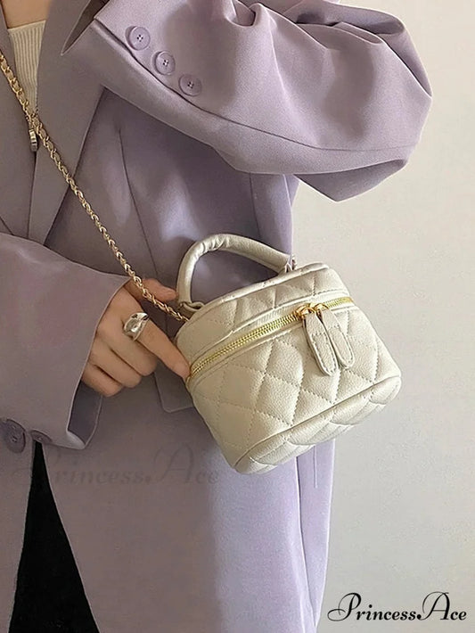 Small Quilted Chain Rhombus Crossbody Designer Purse white handbag-250126