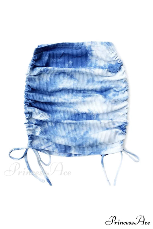 Smocked Tie Dye Skirt Blue / S