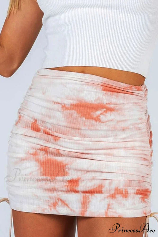 Smocked Tie Dye Skirt Pink / S