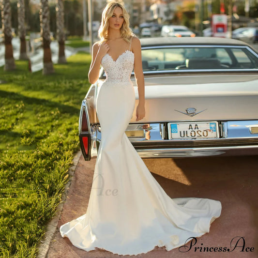 Smooth Bandless Trumpet Bridal Gown white / 2 weddingdress-250223