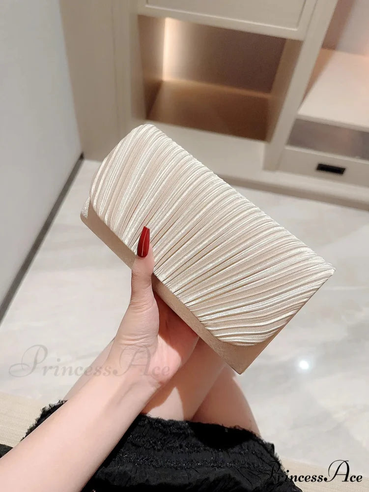 Smooth Folded Crystal Wedding Evening Clutch Bag clutchbag-250126