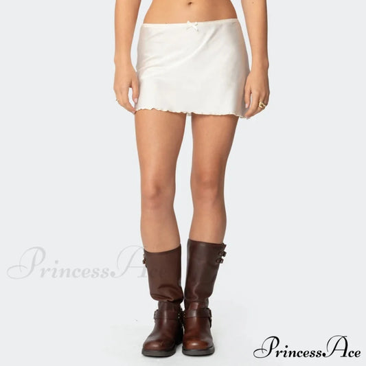 Smooth Monotone Lower Waist Skirt Beige / S skirts-250223