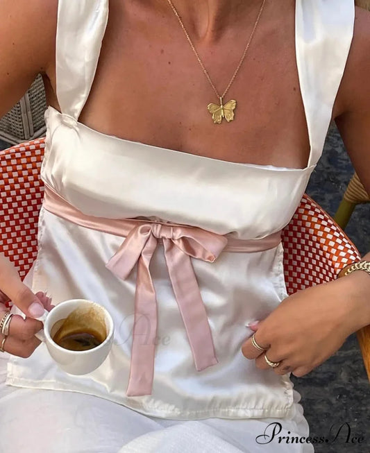 Smooth Patchwork Milkmaid Crop Top white / S croptop-250223