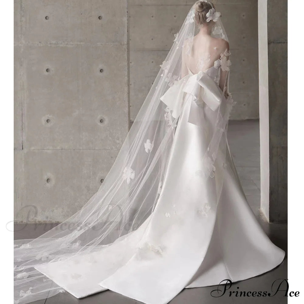 Smooth Strapless Bow Wedding Gown weddingdress-250223