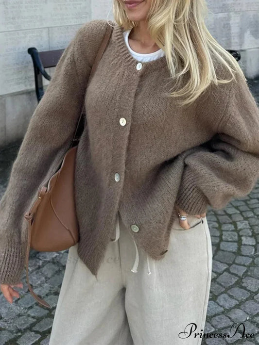 Soft Button-Up Long Sleeve Knit Cardigan cardigans-241228