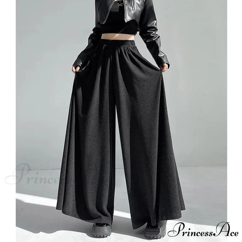 Soft Elevated Waist Informal Wide Leg Trousers pants-241228