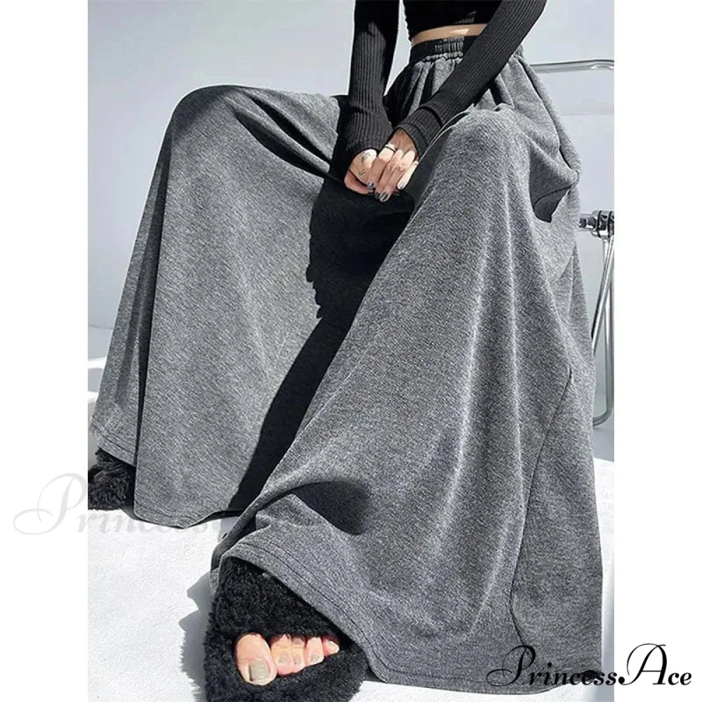 Soft Elevated Waist Informal Wide Leg Trousers pants-241228