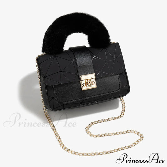 Soft Petite Square Printed Messenger Handbag Black handbag-250126