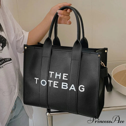 Soft PU Leather Tote Shoulder Handbag Black / 35cm X 15cm X 28cm handbag-250126