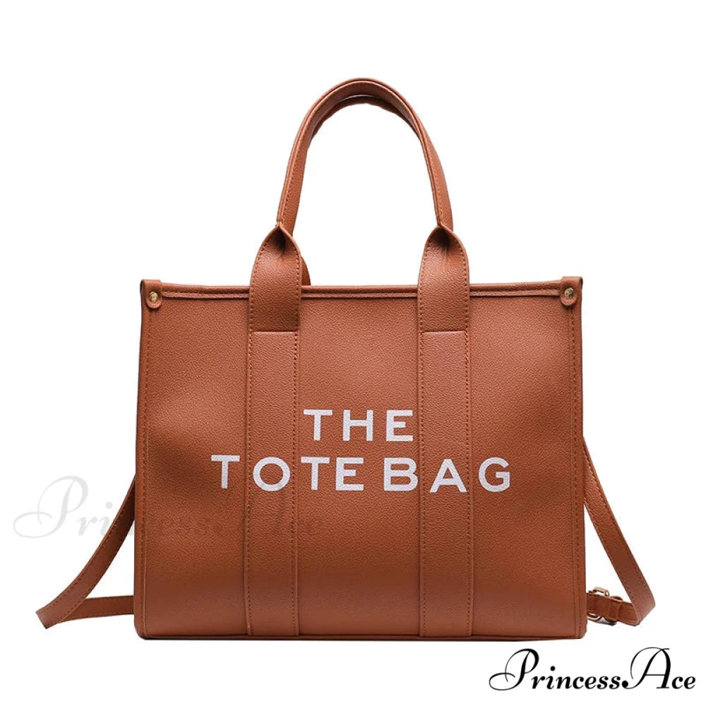 Soft PU Leather Tote Shoulder Handbag Brown / 35cm X 15cm X 28cm handbag-250126