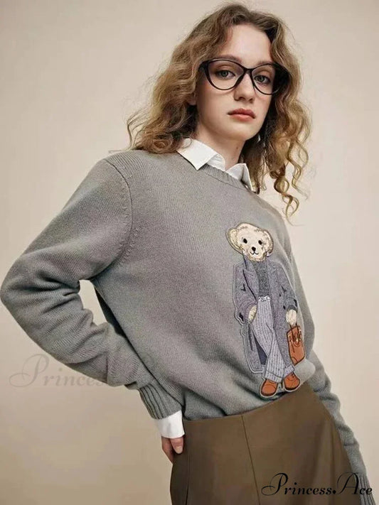 Soft Ralph Bear Pullover Sweater Grey / One Size swraters-241228