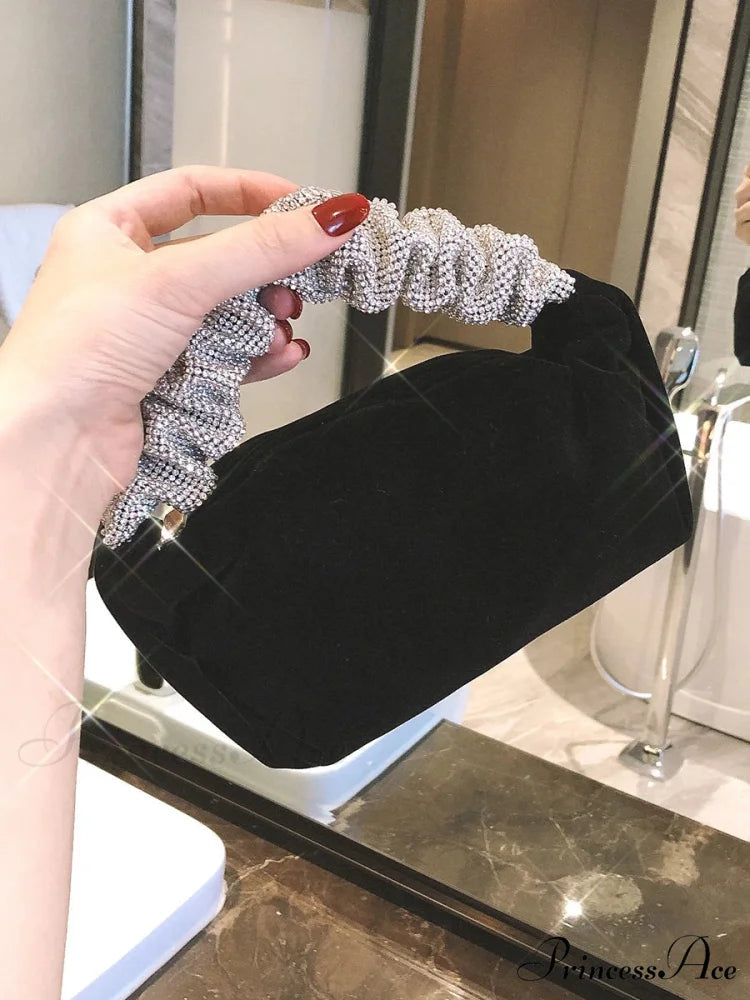 Soft Sparkling Formal Evening Clutch Purse Black clutchbag-250126