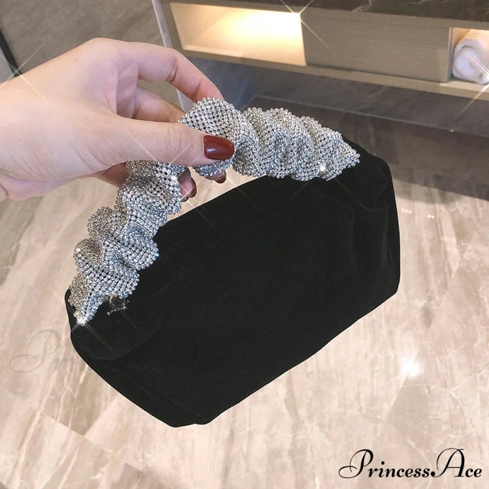Soft Sparkling Formal Evening Clutch Purse Black clutchbag-250126