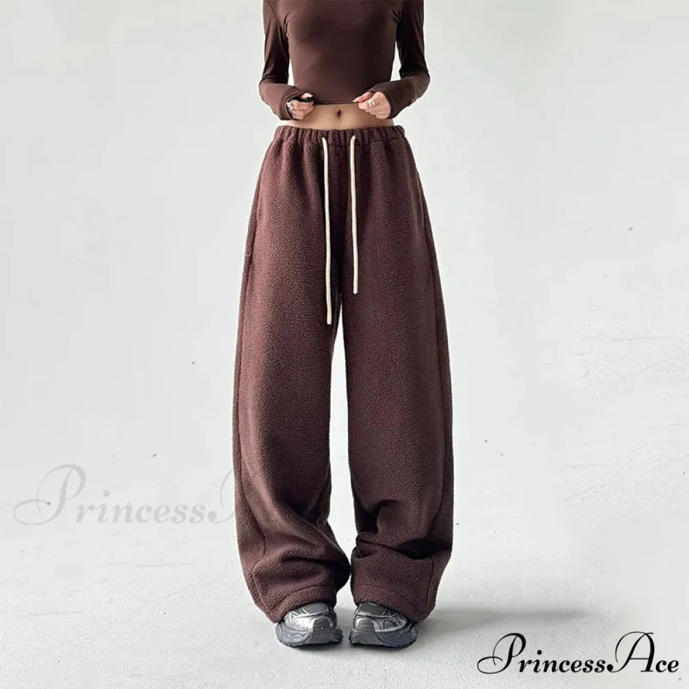 Soft Thicken Wool Wide Leg Trousers pants-241228