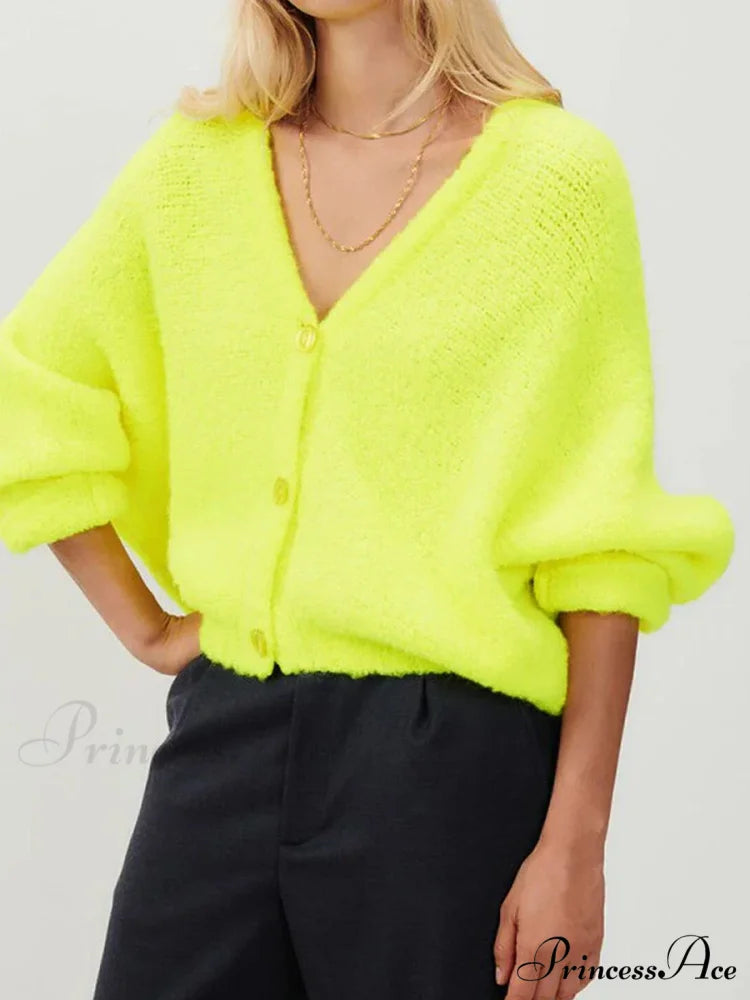 Soft V-neck Button-front Cardigan cardigans-241228