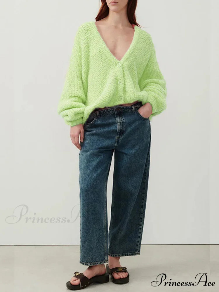 Soft V-Neck Button-Front Knit Cardigan cardigans-241228