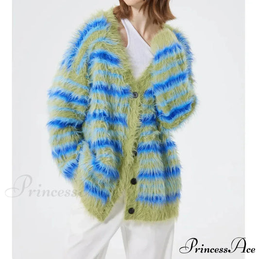 Soft V-neck Cropped Sweater Knitted Cardigan Green / S cardigans-241228