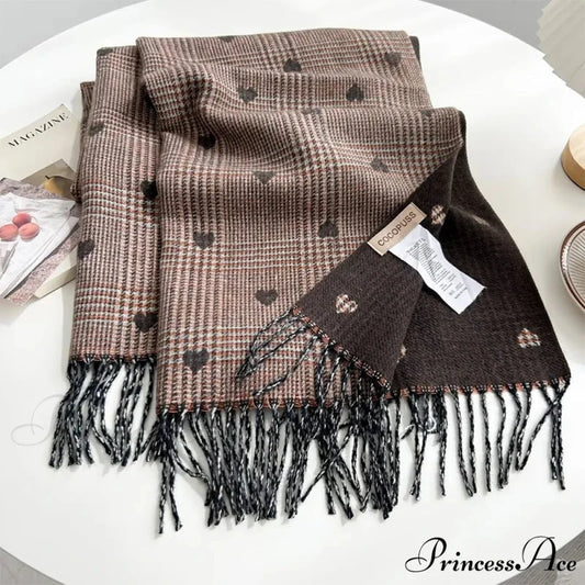 Soft Winter Checkered Pashmina Scarf coffee scarf-241228