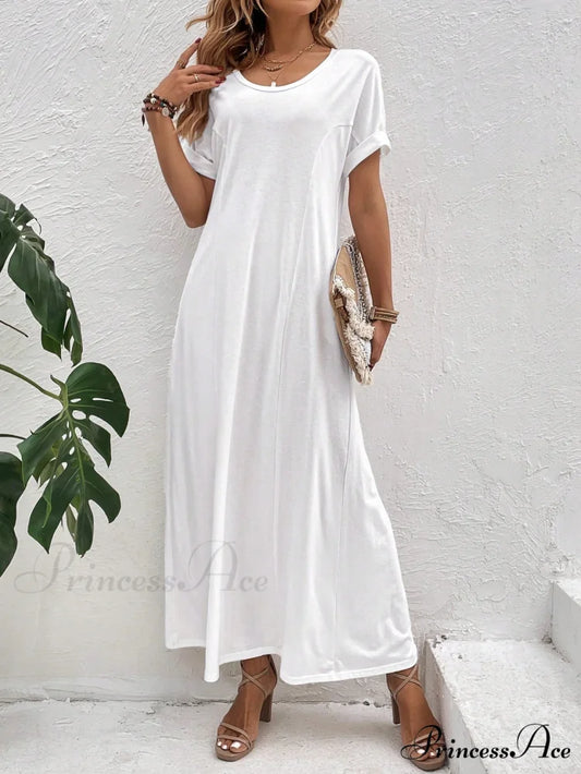Solid Batwing Sleeve Tee Dress
