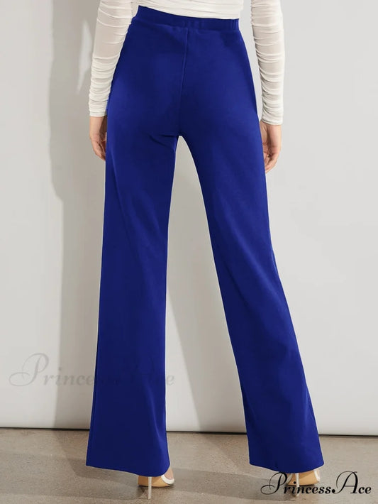 Solid High Waist Wide Leg Pants