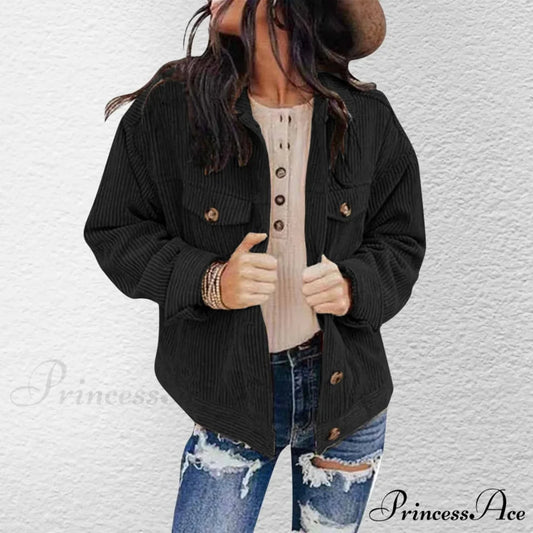 Solid Plush Long Sleeve Hooded Stylish Chic Trendy Elegant Fashionable Versatile Classic Jacket Black / S
