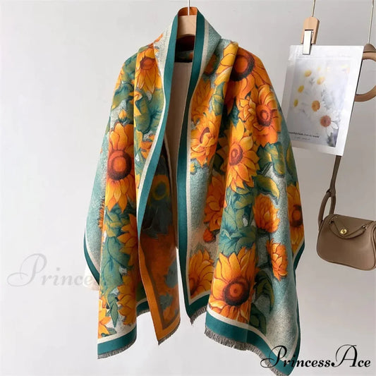 Sophisticated Flower Pashmina Winter Cashmere Scarf scarf-241228
