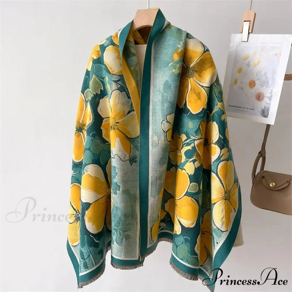 Sophisticated Flower Pashmina Winter Cashmere Scarf scarf-241228