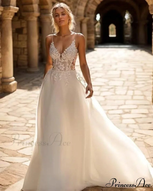 Sophisticated Lace Seaside Wedding Gown white / XS weddingdress-250223
