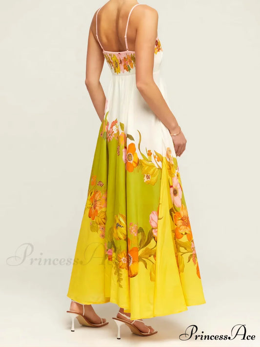 Sophisticated Modern And Unique Graceful Print Strap Midi Dress Multicolor / M